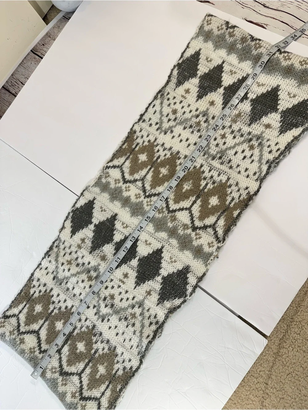 Aeropostale Large Gray, Taupe and Cream Knit Infinity Scarf
